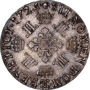 France 1/2 ECU (44 Sols) Louis XV 1725 KM# 478.13 SIT NOMEN DOM CC BENEDICT 1725 coin reverse France 1/2 ECU (44 Sols) Louis XV 1725 KM# 478.13 SIT NOMEN DOM CC BENEDICT 1725 coin reverse