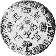 France 1/2 ECU (44 Sols) Louis XV 1725 Numeral 9 KM# 478.12 SIT NOMEN DOM 9 BENEDICT 1725 coin reverse France 1/2 ECU (44 Sols) Louis XV 1725 Numeral 9 KM# 478.12 SIT NOMEN DOM 9 BENEDICT 1725 coin reverse
