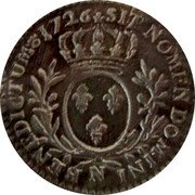France 1/2 ECU (44 Sols) Louis XV 1726 N KM# 484.13 SIT NOMEN DOMINI N BENEDICTUM 1726 coin reverse