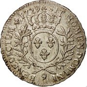 France 1/2 ECU (44 Sols) Louis XV 1729 Numeral 9 KM# 484.25 SIT NOMEN DOMINI 9 BENEDICTUM 1729 coin reverse France 1/2 ECU (44 Sols) Louis XV 1729 Numeral 9 KM# 484.25 SIT NOMEN DOMINI 9 BENEDICTUM 1729 coin reverse