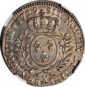 France 1/2 ECU (44 Sols) Louis XV 1729 X KM# 484.22 SIT NOMEN DOMINI X BENEDICTUM 1729 coin reverse France 1/2 ECU (44 Sols) Louis XV 1729 X KM# 484.22 SIT NOMEN DOMINI X BENEDICTUM 1729 coin reverse