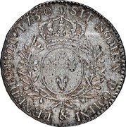 France 1/2 ECU (44 Sols) Louis XV 1730 & KM# 484.26 SIT NOMEN DOMINI & BENEDICTUM 1730 coin reverse