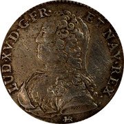 France 1/2 ECU (44 Sols) Louis XV 1735 T KM# 484.19 LUD XV D G FR ET NAV REX coin obverse