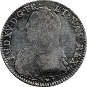 France 1/2 ECU (44 Sols) Louis XV 1740 BB KM# 484.4 LUD XV D G FR ET NAV REX coin obverse