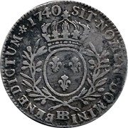 France 1/2 ECU (44 Sols) Louis XV 1740 BB KM# 484.4 SIT NOMEN DOMINI BB BENEDICTUM 1740 coin reverse