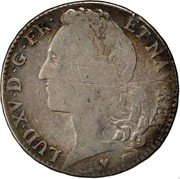 France 1/2 ECU (44 Sols) Louis XV 1741 BB KM# 516.4 LUD XV D G FR ET NAV REX coin obverse