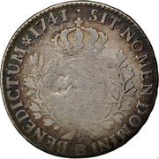 France 1/2 ECU (44 Sols) Louis XV 1741 BB KM# 516.4 SIT NOMEN DOMINI BB BENEDICTUM 1741 coin reverse