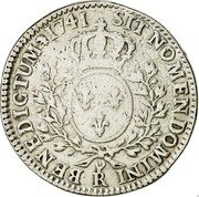France 1/2 ECU (44 Sols) Louis XV 1741 R KM# 516.17 SIT NOMEN DOMINI R BENEDICTUM 1741 coin reverse France 1/2 ECU (44 Sols) Louis XV 1741 R KM# 516.17 SIT NOMEN DOMINI R BENEDICTUM 1741 coin reverse