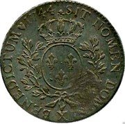 France 1/2 ECU (44 Sols) Louis XV 1744 X KM# 516.22 SIT NOMEN DOMINI X BENEDICTUM 1744 coin reverse