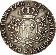France 1/2 ECU (44 Sols) Louis XV 1746 W KM# 516.21 SIT NOMEN DOMINI W BENEDICTUM 1746 coin reverse France 1/2 ECU (44 Sols) Louis XV 1746 W KM# 516.21 SIT NOMEN DOMINI W BENEDICTUM 1746 coin reverse
