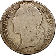 France 1/2 ECU (44 Sols) Louis XV 1748 O KM# 516.14 LUD XV D G FR ET NAV REX coin obverse