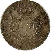 France 1/2 ECU (44 Sols) Louis XV 1772 A KM# 554.1 SIT NOMEN DOMINI A BENEDICTUM 1772 coin reverse France 1/2 ECU (44 Sols) Louis XV 1772 A KM# 554.1 SIT NOMEN DOMINI A BENEDICTUM 1772 coin reverse