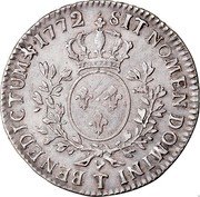France 1/2 ECU (44 Sols) Louis XV 1772 T KM# 554.6 SIT NOMEN DOMINI T BENEDICTUM 1772 coin reverse