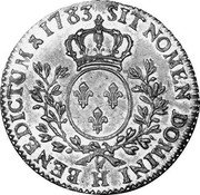 France 1/2 ECU (44 Sols) Louis XVI 1783 H KM# 562.4 SIT NOMEN DOMINI H BENEDICTUM 1783 coin reverse France 1/2 ECU (44 Sols) Louis XVI 1783 H KM# 562.4 SIT NOMEN DOMINI H BENEDICTUM 1783 coin reverse
