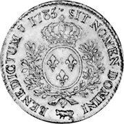 France 1/2 ECU (44 Sols) Louis XVI 1785 Cow KM# 571 SIT NOMEN DOMINI BENEDICTUM 1783 coin reverse