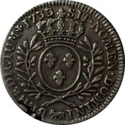 France 1/2 ECU (44 Sols) (Louis XV) KM# 485 SIT NOMEN DOMINI BENEDICTUM 1733 coin reverse France 1/2 ECU (44 Sols) (Louis XV) KM# 485 SIT NOMEN DOMINI BENEDICTUM 1733 coin reverse
