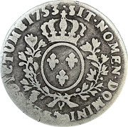 France 1/2 ECU (44 Sols) Louis XV 1753 Cow KM# 521 SIT NOMEN DOMINI BENEDICTVM 1746 coin reverse France 1/2 ECU (44 Sols) Louis XV 1753 Cow KM# 521 SIT NOMEN DOMINI BENEDICTVM 1746 coin reverse