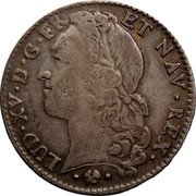 France 1/2 ECU (44 Sols) Louis XV 1763 L KM# 516.11 LUD XV D G FR ET NAV REX coin obverse France 1/2 ECU (44 Sols) Louis XV 1763 L KM# 516.11 LUD XV D G FR ET NAV REX coin obverse