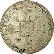France 1/2 ECU (45 Sols) Louis XIV 1704 O KM# 355.11 SIT NOMEN DOMINI O BENEDICTVM 1704 LL coin reverse France 1/2 ECU (45 Sols) Louis XIV 1704 O KM# 355.11 SIT NOMEN DOMINI O BENEDICTVM 1704 LL coin reverse
