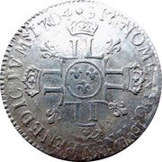 France 1/2 ECU (45 Sols) Louis XIV 1704 T KM# 355.14 SIT NOMEN DOMINI T BENEDICTVM 1704 LL coin reverse France 1/2 ECU (45 Sols) Louis XIV 1704 T KM# 355.14 SIT NOMEN DOMINI T BENEDICTVM 1704 LL coin reverse