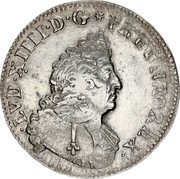 France 1/2 ECU (45 Sols) Louis XIV 1704 W KM# 356.2 LVD XIIII D G FR ET NAV REX coin obverse France 1/2 ECU (45 Sols) Louis XIV 1704 W KM# 356.2 LVD XIIII D G FR ET NAV REX coin obverse