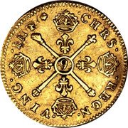 France 1/2 Louis D'or Louis XIV 1704 Numeral 9 KM# 363.19 CHRS REGN VINC IMP 9 coin reverse France 1/2 Louis D'or Louis XIV 1704 Numeral 9 KM# 363.19 CHRS REGN VINC IMP 9 coin reverse