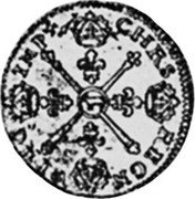 France 1/2 Louis D'or Louis XIV 1705 Cow KM# 364 CHRS REGN VINC IMP coin reverse France 1/2 Louis D'or Louis XIV 1705 Cow KM# 364 CHRS REGN VINC IMP coin reverse