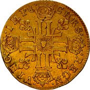 France 1/2 Louis D'or Louis XIV 1710 D KM# 388.4 CHRS REGN VINC IMP coin reverse France 1/2 Louis D'or Louis XIV 1710 D KM# 388.4 CHRS REGN VINC IMP coin reverse