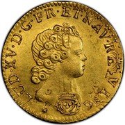 France 1/2 Louis D'or Louis XV 1716 W KM# 424.9 LUD XV D G FR ET NAV REX 1716 coin obverse