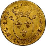 France 1/2 Louis D'or Louis XV 1716 W KM# 424.9 CHRS REGN VINC IMP W coin reverse