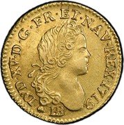 France 1/2 Louis D'or Louis XV 1719 BB KM# 437.2 LVD. XV. D. G. FR. ET. NAV. REX. 1719. BB coin obverse
