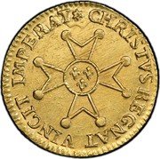 France 1/2 Louis D'or Louis XV 1719 BB KM# 437.2 CHRISTVS REGNAT VINCIT IMPERAT coin reverse