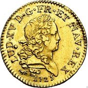 France 1/2 Louis D'or Louis XV 1725 A KM# 473.1 LUD. XV D. G. FR. ET NAV. REX 1724 coin obverse