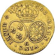 France 1/2 Louis D'or Louis XV 1726 G KM# 488.5 CHRS REGN VINC IMPER 1726 G coin reverse France 1/2 Louis D'or Louis XV 1726 G KM# 488.5 CHRS REGN VINC IMPER 1726 G coin reverse