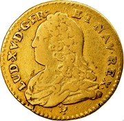 France 1/2 Louis D'or Louis XV 1726 N KM# 488.9 LUD XV D G FR ET NAV REX coin obverse