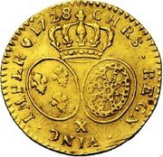 France 1/2 Louis D'or Louis XV 1728 X KM# 488.14 CHRS REGN VINC IMPER 1728 X coin reverse France 1/2 Louis D'or Louis XV 1728 X KM# 488.14 CHRS REGN VINC IMPER 1728 X coin reverse