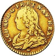 France 1/2 Louis D'or Louis XV 1733 I KM# 488.6 LUD XV D G FR ET NAV REX coin obverse