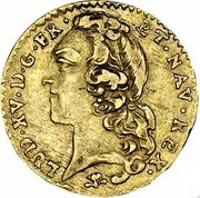 France 1/2 Louis D'or Louis XV 1746 S KM# 517.7 LUD XV D G FR ET NAV REX coin obverse