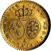 France 1/2 Louis D'or Louis XVI 1784 A KM# 573.1 CHRS REGN VINC IMPER 1784 A coin reverse France 1/2 Louis D'or Louis XVI 1784 A KM# 573.1 CHRS REGN VINC IMPER 1784 A coin reverse