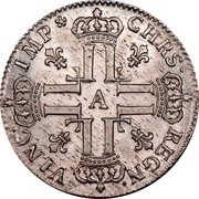 France 1/3 ECU Louis XV 1720 A KM# 455.1 CHRS REGN VINC IMP A coin reverse