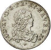 France 1/3 ECU Louis XV 1721 C KM# 457.5 LUD XV D G FR ET NAV REX coin obverse France 1/3 ECU Louis XV 1721 C KM# 457.5 LUD XV D G FR ET NAV REX coin obverse