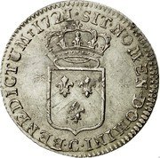 France 1/3 ECU Louis XV 1721 C KM# 457.5 SIT NOMEN DOMINI C BENEDICTUM 1721 coin reverse France 1/3 ECU Louis XV 1721 C KM# 457.5 SIT NOMEN DOMINI C BENEDICTUM 1721 coin reverse