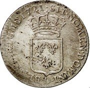 France 1/3 ECU Louis XV 1721 D KM# 457.6 SIT NOMEN DOMINI D BENEDICTUM 1721 coin reverse France 1/3 ECU Louis XV 1721 D KM# 457.6 SIT NOMEN DOMINI D BENEDICTUM 1721 coin reverse