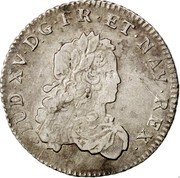 France 1/3 ECU Louis XV 1721 H KM# 457.9 LUD XV D G FR ET NAV REX coin obverse France 1/3 ECU Louis XV 1721 H KM# 457.9 LUD XV D G FR ET NAV REX coin obverse