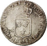 France 1/3 ECU Louis XV 1721 H KM# 457.9 SIT NOMEN DOMINI H BENEDICTUM 1721 coin reverse France 1/3 ECU Louis XV 1721 H KM# 457.9 SIT NOMEN DOMINI H BENEDICTUM 1721 coin reverse