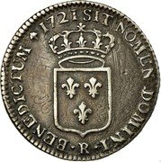 France 1/3 ECU Louis XV 1721 R KM# 457.18 SIT NOMEN DOMINI R BENEDICTUM 1721 coin reverse France 1/3 ECU Louis XV 1721 R KM# 457.18 SIT NOMEN DOMINI R BENEDICTUM 1721 coin reverse