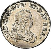 France 1/3 ECU Louis XV 1721 W KM# 457.22 LUD XV D G FR ET NAV REX coin obverse France 1/3 ECU Louis XV 1721 W KM# 457.22 LUD XV D G FR ET NAV REX coin obverse