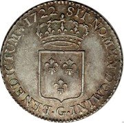 France 1/3 ECU Louis XV 1722 G KM# 457.8 SIT NOMEN DOMINI G BENEDICTUM 1722 coin reverse France 1/3 ECU Louis XV 1722 G KM# 457.8 SIT NOMEN DOMINI G BENEDICTUM 1722 coin reverse