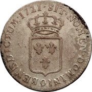 France 1/3 ECU Louis XV 1721 Numeral 9 KM# 457.26 SIT NOMEN DOMINI BENEDICTVM 1722 9 coin reverse France 1/3 ECU Louis XV 1721 Numeral 9 KM# 457.26 SIT NOMEN DOMINI BENEDICTVM 1722 9 coin reverse