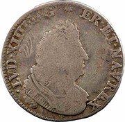 France 1/4 ECU Louis XIV 1701 W KM# 342 LVD.XIIII.D.G FR.ET.NAV.REX coin obverse France 1/4 ECU Louis XIV 1701 W KM# 342 LVD.XIIII.D.G FR.ET.NAV.REX coin obverse